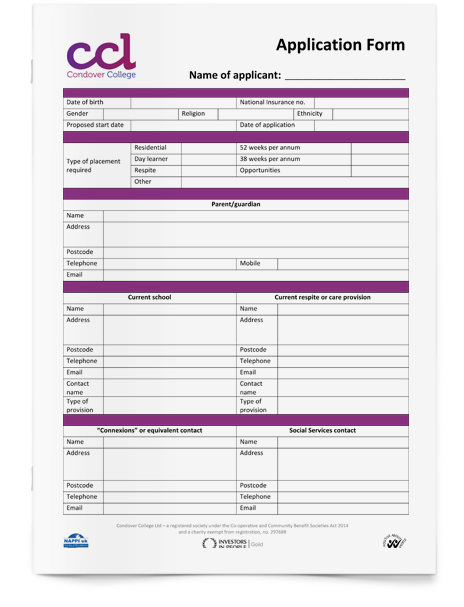 Applying to CCL – Condover College Ltd